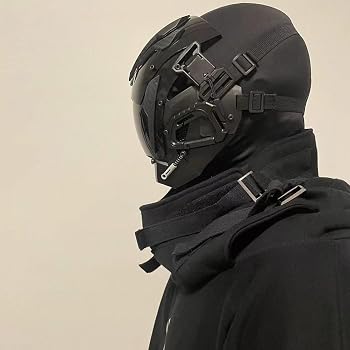 Amazon.co.jp: ブラックサイバーパンクマスク 暗黒風元宇宙機甲