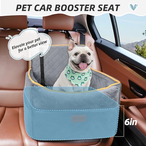 HEGGCOOE Dog Car Seat for Small Medium Dogs, Memory Foam Puppy Dog Booster Seat with Thick Cushion for Dogs Under 35lbs, Detachable Washable Pet Car Seat Travel Bed with Storage Pockets,2 Safety Belts HEGGCOOE Dog Car Seat for Small Medium Dogs, Memory Foam Puppy Dog Booster Seat with Thick Cushion for Dogs Under 35lbs, Detachable Washable Pet Car Seat Travel Bed with Storage Pockets,2 Safety Belts
