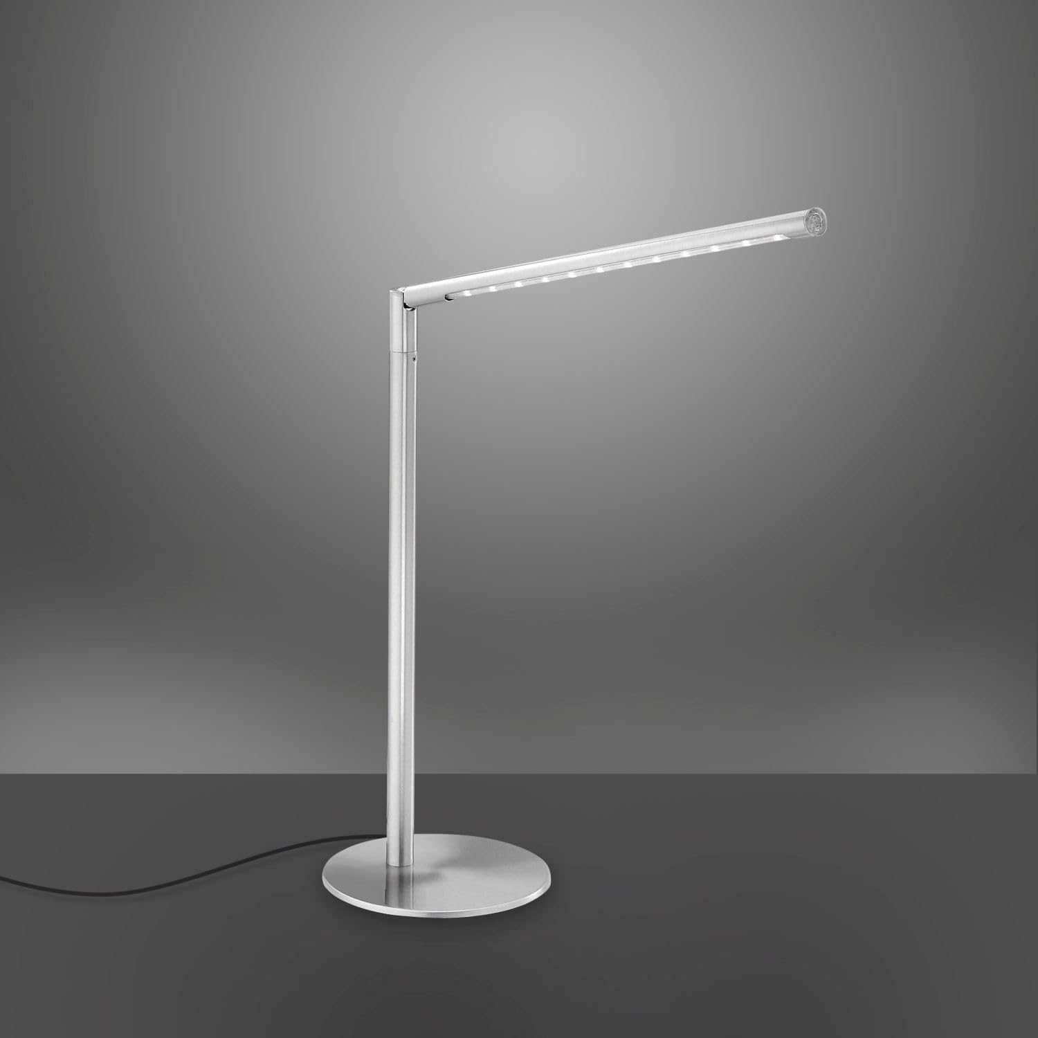Licht-Erlebnisse LED Tischlampe Metall in Stahl Wohnzimmer Büro Schlafzimmer H:81,5 cm 5 W 590 lm 3000 K Touch dimmbar verstellbare Tischleuchte Schreibtisch RINDOR