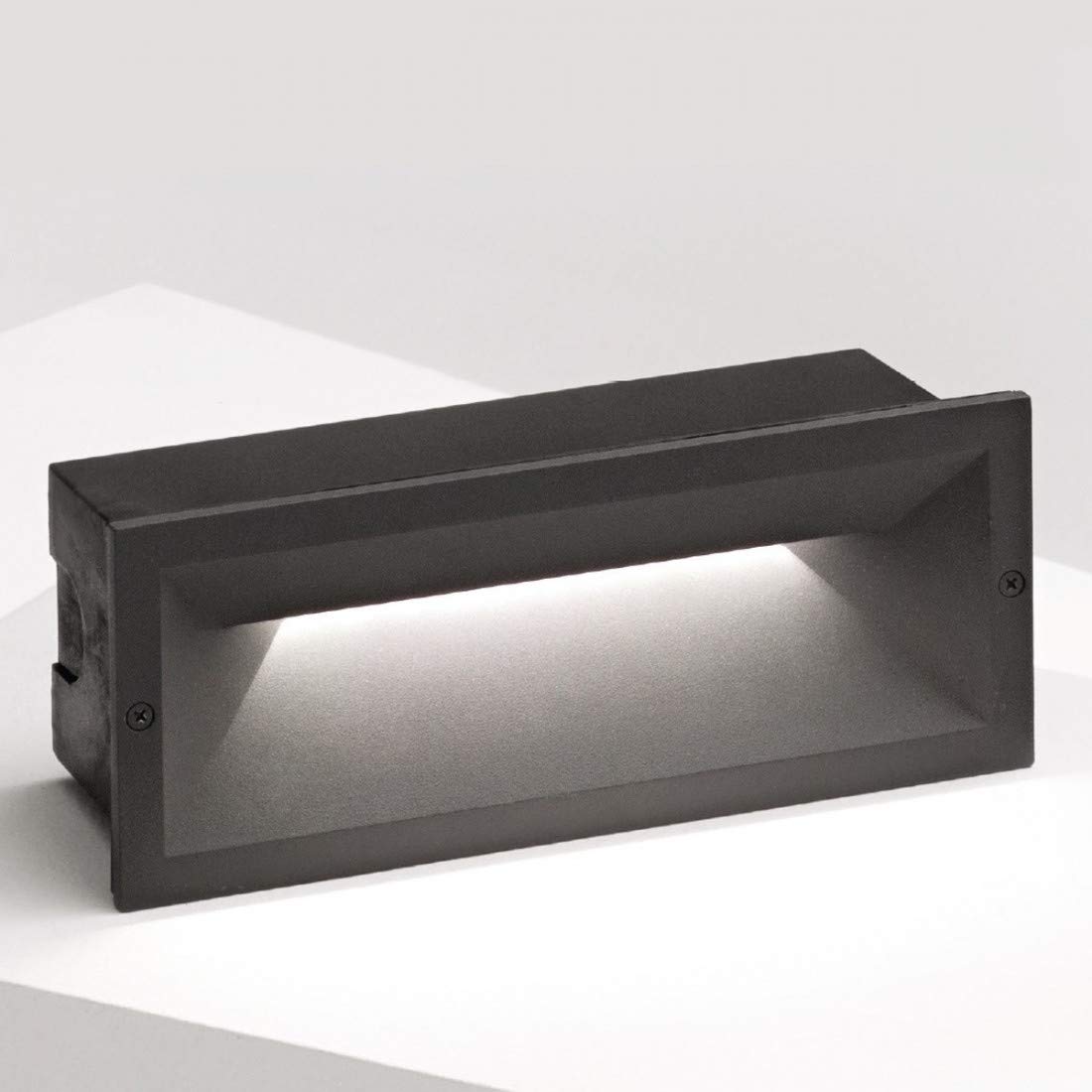 Segnapasso Gea Led Ohrm Ges350 Led Alluminio Policarbonato Lampada Parete Incasso Rettangolare Moderno Ip65