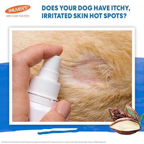Image of Palmer's for Pets Hot Spot and Itch Relief Spray for Dogs with Cocoa Butter - Conditioning No-Rinse Skin Allergy Relief Mist with Vitamin E, Fragrance Free Formula, 8 Fl Oz