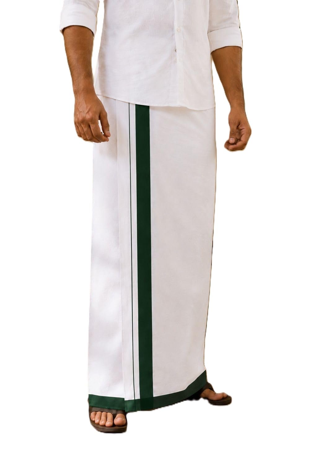 Men's Pure Cotton Dhoti Lungi Self Design Wide Border-image-44