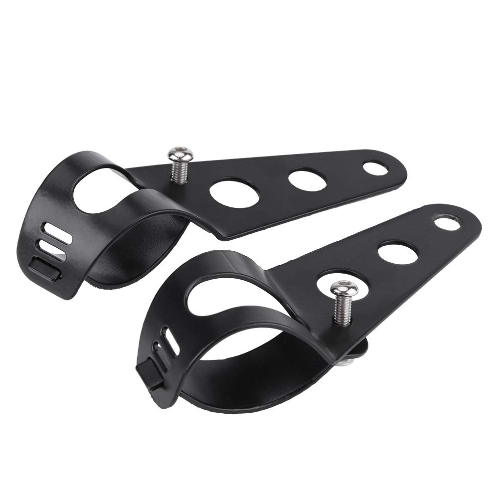 Motorcycle Headlight Mount Brackets, 2pcs Headlight Mount Tube Clamp Kit 33-43mm Motorcycle Headlight Mount Bracket Fork Ear Headlamp Holder for Chopper (Black)