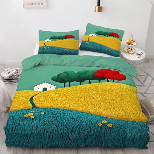 Parure de lit 3 pièces avec fermeture éclair ensemble housse de couette microfibre douce - 2