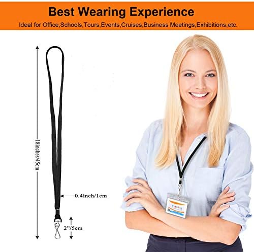 Fushing 20pcs 45cm Flat Neck Lanyards with Swivel Hook for Badge Reel ID Card Holders (Black)