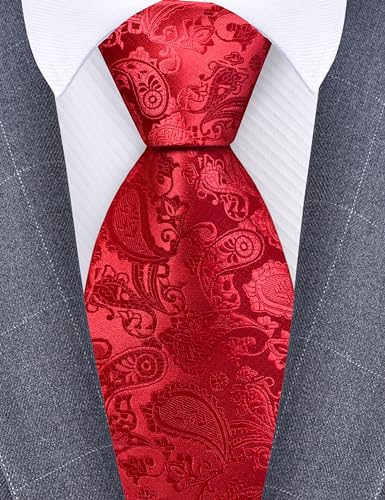 Image of GUSLESON 3.15 inch(8cm) Fashion Paisley Ties Mens Woven Jacquard Necktie for Wedding