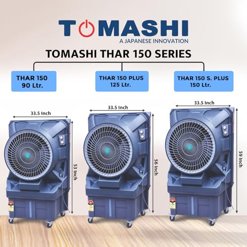 Image of TOMASHI THAR 150 PLUS 2026 Air Cooler|115L Water Tank|32mm Heat Sink Motor|22 inch Air Circle|430w Power|Honeycomb Pad|Shockproof Rustproof PPS Body|170 Feet Airflow |Commercial Air Cooler