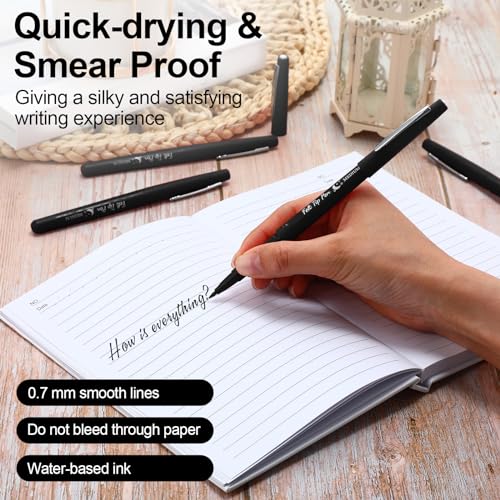 Image of Fuyoooo 36 Pcs Black Felt Tip Pens Bulk, Quick Dry, 0.7 mm Medium Point