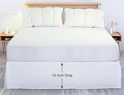 Miniatura 5 de Falda de cama Queen de 10 pulgadas de caída, falda de cama a medidaplisada, volantes contra el polvo con esquinas divididas y plataforma, falda de