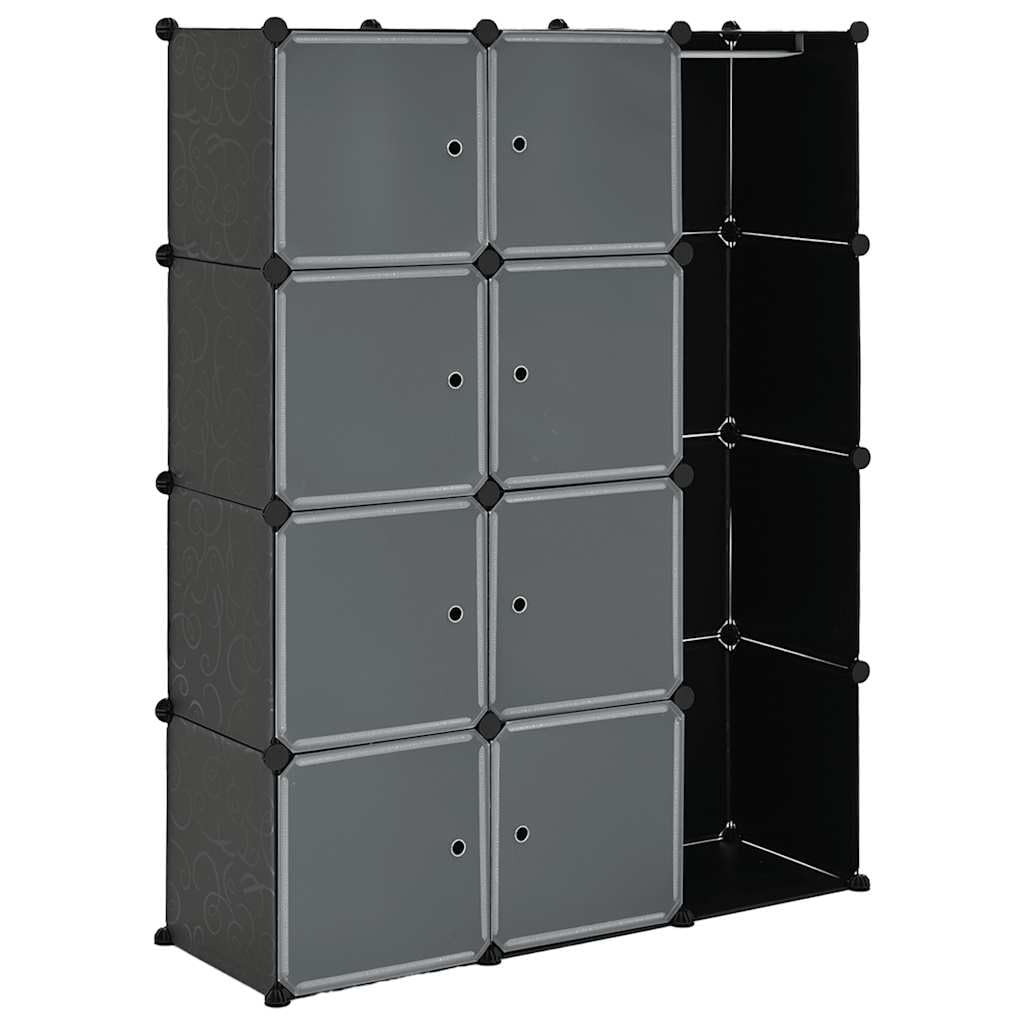 Armoire modulaire 9 compartiments 109x36,5x143 cm noir et blanc