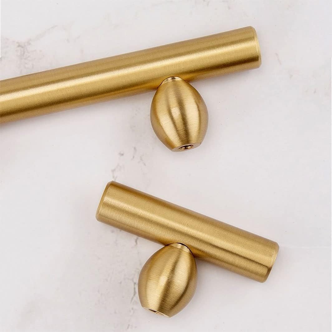 Maniglie per armadi in ottone Oro, Confezione da 2 maniglie for armadietti in ottone massiccio con foro singolo, dimensioni multiple dorate(96mm/3.8in)