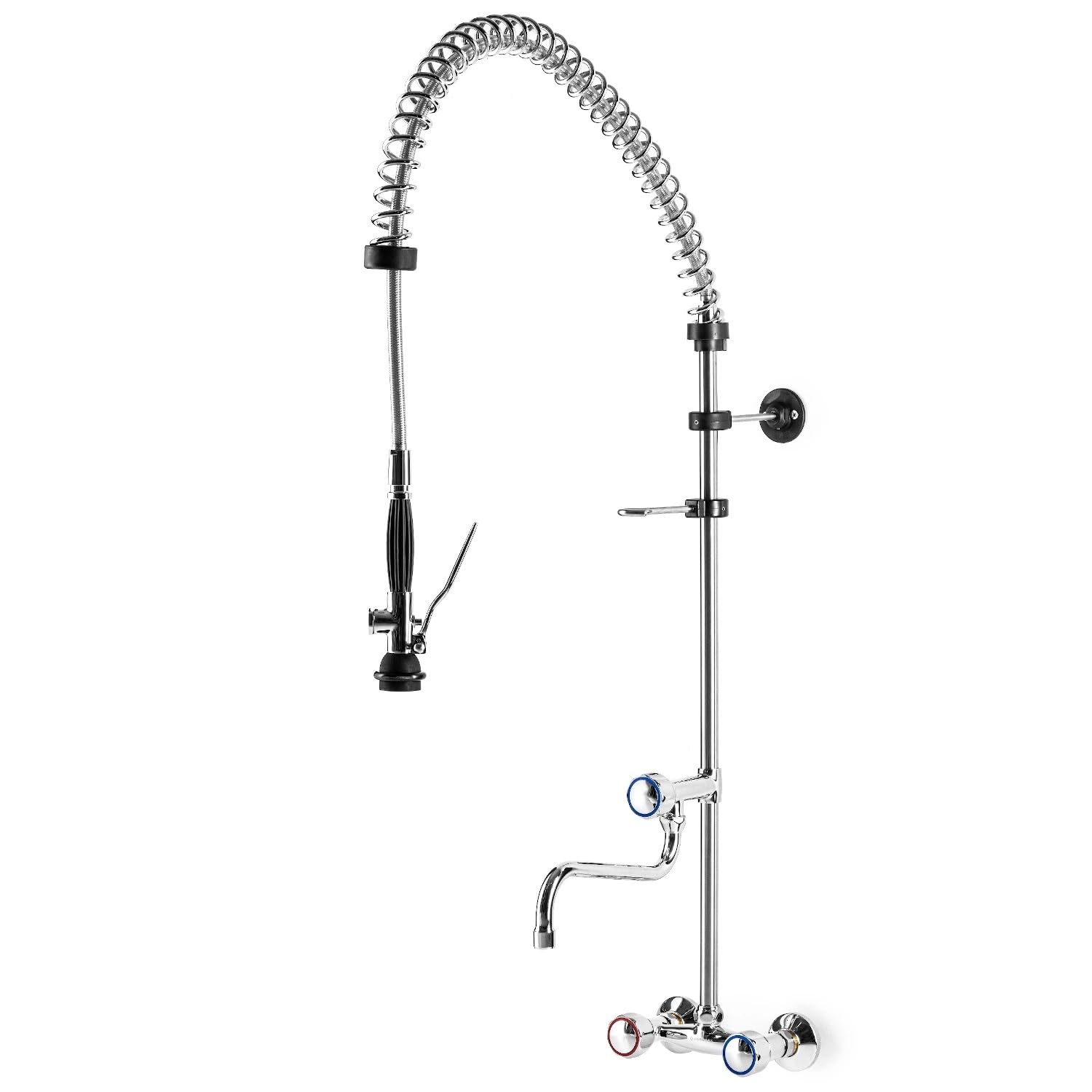 Grifo de pared con ducha y caño, Grifos para fregadero, Grifo de cocina, Montado en el fregadero, Para la cocina profesional, Funcionamiento duradero, Uso confiable, Versatilidad, Ergonomía