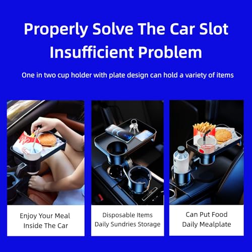 Bandeja portavasos para carro con base ajustable y rotación 360° miniatura 3