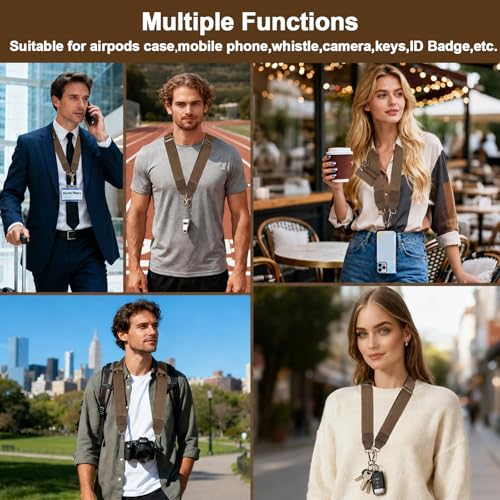 Image of XANGNIER Clip and Go Strap for Phone with Wallet Crossbody, Phone Strap with Zippered Wallet, Adjustable Anti Theft Cellphone Lanyard for Women, Cellphone Chain Accessories,Brown
