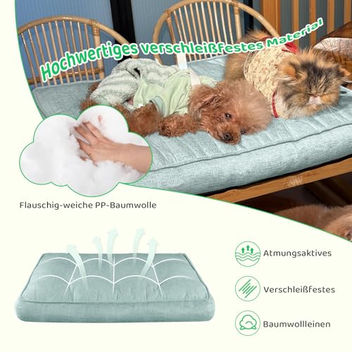 EvcgoX Hundebett, Orthopädisches Hundebett Grosse Hunde Mittelgroße Hunde, Abnehmbare Waschbare Hundekissen Hundematte 70x55 cm, Hundematratze mit rutschfestem Boden, Grün M