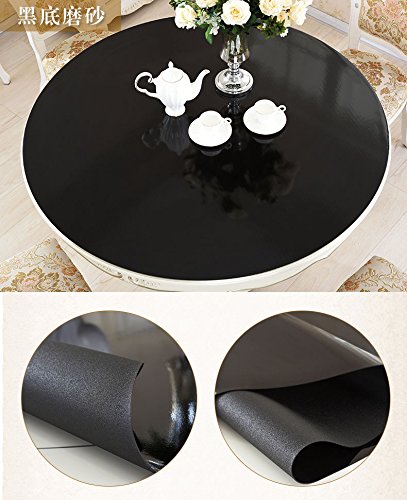 CIEEIN CIEHT PVC Tischdecke Tischmatte Tischfolie Schutzfolie Schreibtisch Tischfoli Tischschutz Matte Rund Waterproof Durable Schwarz 80CM Küche, Haushalt & Wohnen