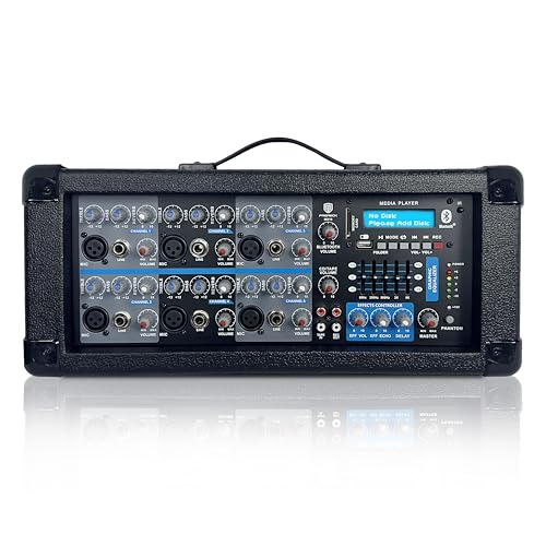 PRORECK MX16 6-Channel 2000w Professional Audio Mixer with USB Interface, Bluetooth, Effect Controller, 15V Phantom Power. Ideal for Studio Recording, Live Performances, DJs, Bands, Party, Wedding