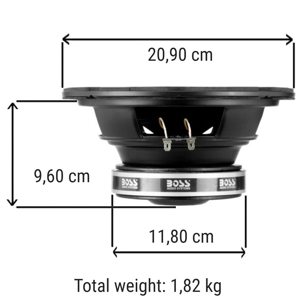 1 subwoofer CHAOS AUDIO SYSTEMS CXX8 da 20 cm 200 mm 8" singola bobina da 4 ohm da 300 watt rms 600 watt max 83 db sospensione in gomma, 1 pezzo