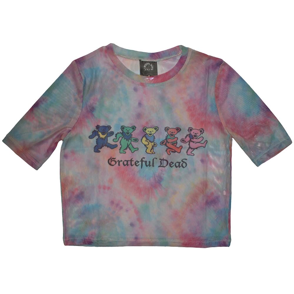 Rock Off officially licensed products Grateful Dead Dancing Bears Mesh Crop Top M Blue