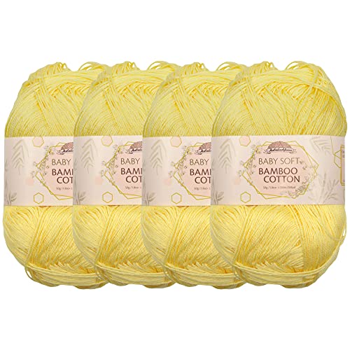 JubileeYarn Baby Soft Bamboo Cotton Yarn - 50g/Skein - Yellow Brick Road - 4 Skeins, 404 Yellow Brick Road