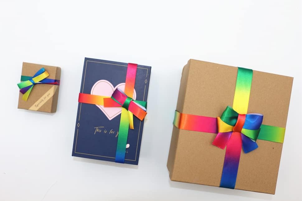 Miniatura 5 de Rollo de cinta de satén arcoíris brillante de una sola cara, 1 pulgada x 25 yardas, cinta para envolver regalos, decoración de boda y hacer lazos de