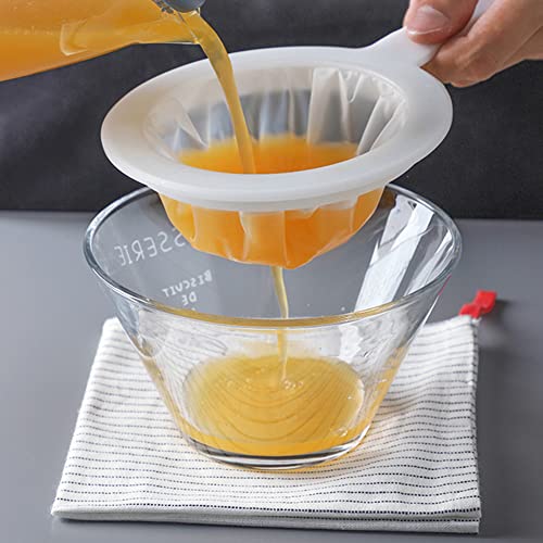 NINEFOX 2PCS 200-Mesh Ultra Fine Juice Strainers, Fine Mesh Design for Juicing, Soy Milk, Wine, Multi-Purpose Kitchen Strainer with Non-Slip Handle, White