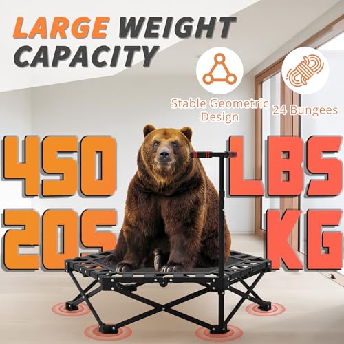 Foldable Mini Rebounder Trampoline, 42" Foldable Fitness Trampolines, Home Fitness Trampoline for Adults, Rebounder with Adjustable Foam Handle Indoor/Outdoor Body Exercise 450LBS Capacity - Image 6
