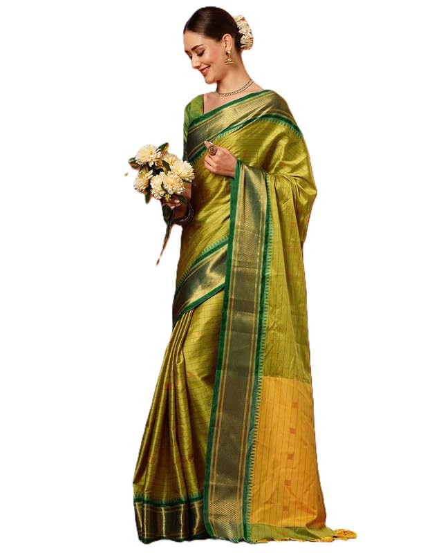 Elegant Mustard Gold Silk Saree with Intricate Maroon Zari Border, Designer Woven Pallu, and Traditional Motifs for Weddings, Festivals,-image-10