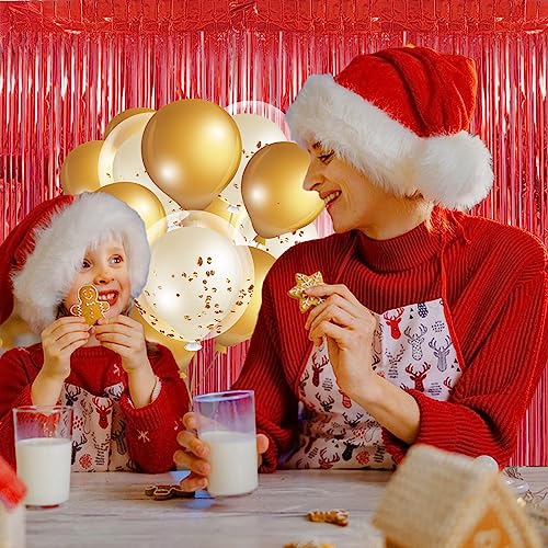 Image of 2 Pack 3.28 ft x 6.56 ft Red Tinsel Curtain Party Backdrop - Metallic Foil Tinsel Fringe Backdrop Door Fringe for Halloween, Christmas, Birthday Graduat