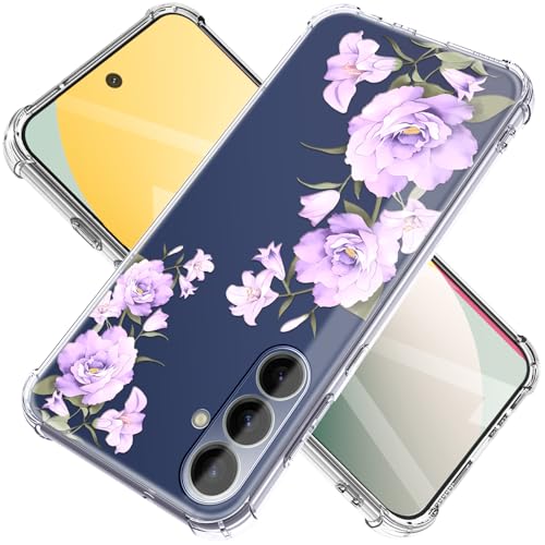 EMUYGIU for Samsung Galaxy S25 FE Case Flowers [Buffertech 6.7ft Military-Grade Drop Protection] [Anti Peel Off Tech] Clear TPU Bumper 5G Phone Case Cover Design (Flower Series) - image 1