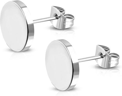 Stainless Steel Illusion Round Circle Button Stud Post Earrings