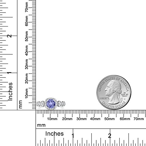 Gem Stone King 6MM Round Cut Gemstone Birthstone Engagement Anniversary Ring For Women | 925 Sterling Silver | Wedding Promise Ring For Women | Available In Size 5, 6, 7, 8, 93