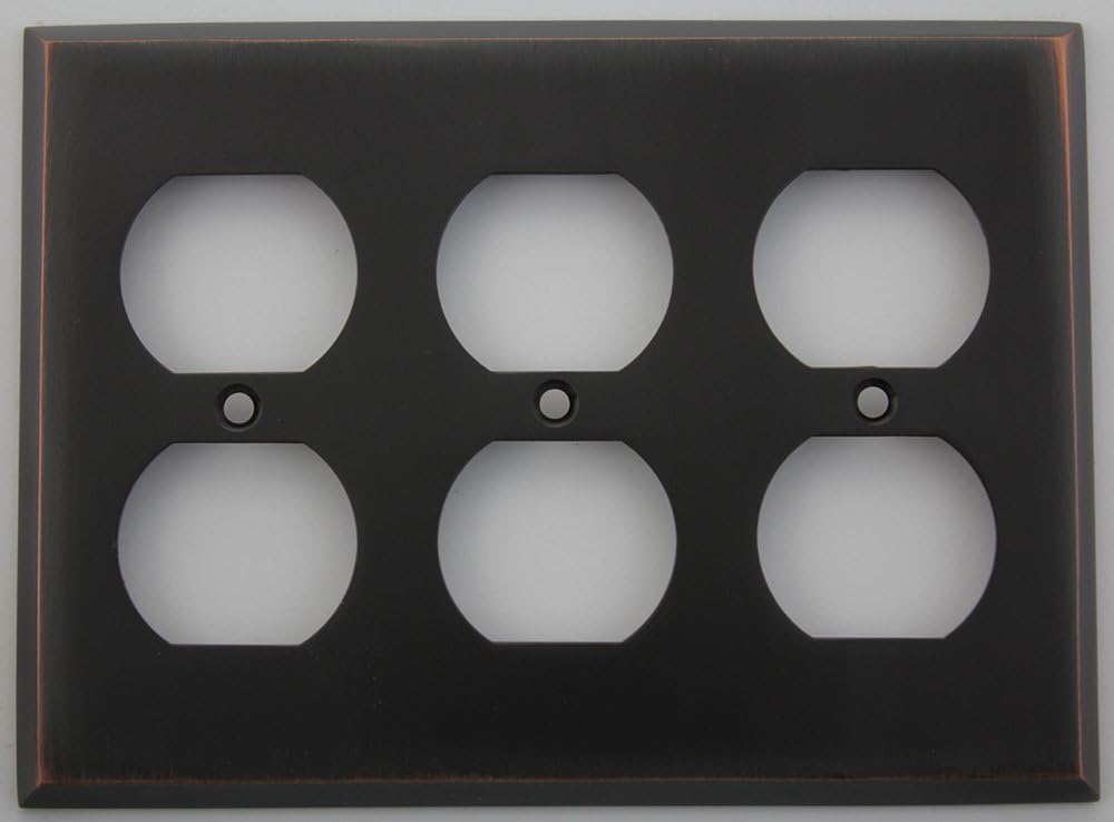 Oil Rubbed Bronze 3 Gang Duplex Outlet Wall Plate