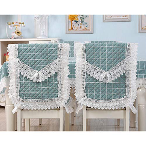 Qulaco Chair Cover Checked Pattern Dining Room Chair Covers, Cotton And Linen Household Removable And Washable Dining Chair Cover With Elegant Decorative Lace And The Same Series Table Cloth #TOP1