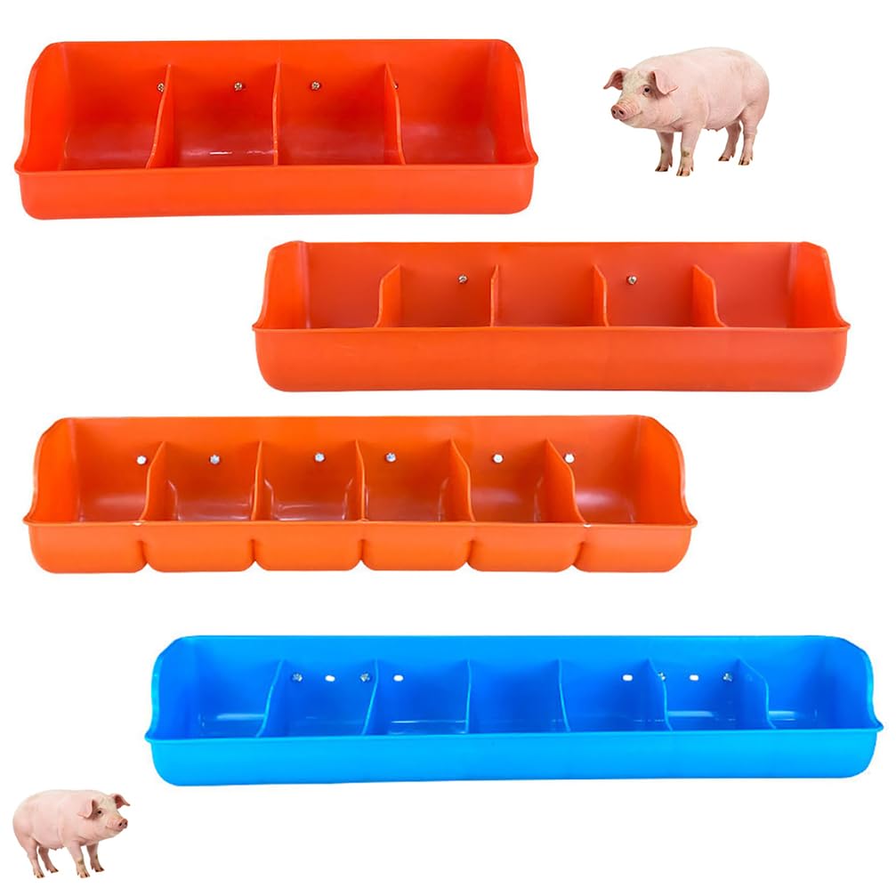WYRNOBRX Plastic Pig Feed Troughs Livestock Feed Containers for Piglets Farm Animal Feeding Trays Durable Feeders for Care Large Feeding Poultry Goat,Orange/A