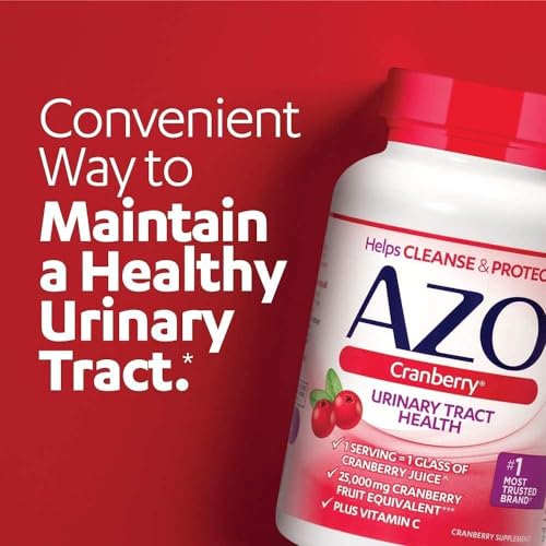 Image of AZO Cranberry Urinary Tract Health Dietary Supplement, 1 Serving = 1 Glass of Cranberry Juice, Sugar Free, 100 Softgels (Pack of 24)