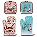 Hemoton 2 Set di Simpatici Guanti da Forno Natalizi - Guanti da Forno Resistenti al Calore E Presine con Motivi Natalizi Regalo di Natale Perfetto per La Decorazione della Cucina