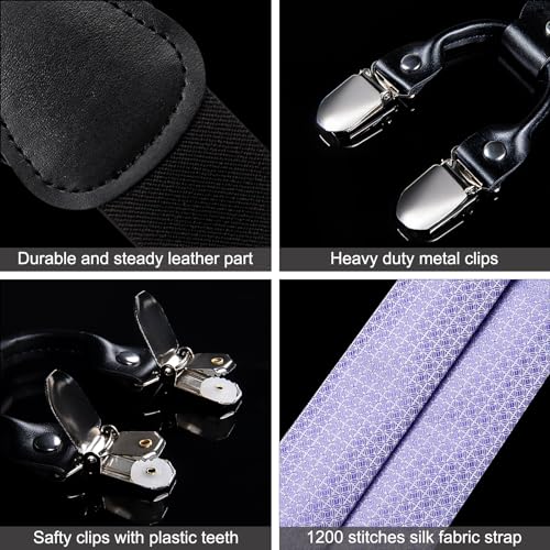Image of DiBanGu Paisley Bow Tie and Supenders for Men Tuxedo Heavy Duty 6 Clips Suspender Adjustable Y-Shape Mens Trouser Braces
