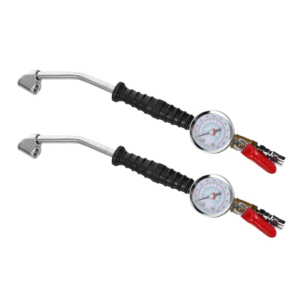 YARNOW Reifenfüller 2 Stück mit Manometer und Schnellanschluss Abgewinkelter Kopf Aufblasdüse für Lkw Auto Motorrad Fahrrad Geeignet für Kompressorzubehör