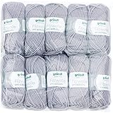 Lana de fieltro Gründl lisa (lana de fieltro, de punto y de ganchillo, 100% pura lana virgen, 50 g / 50 m, tamaño de aguja: 8 - 9, 10 x 50 g), gris plata