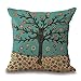 Kissenbezug 45x45 Türkisfarbener Blumenbaum Kissenhülle 45x45 Sanft Baumwolle und Leinen Kissenbezug mit Reißverschluss Kissenbezüge Sofakissen Knitterfreie Starke Atmungsaktivität 1 Pcs