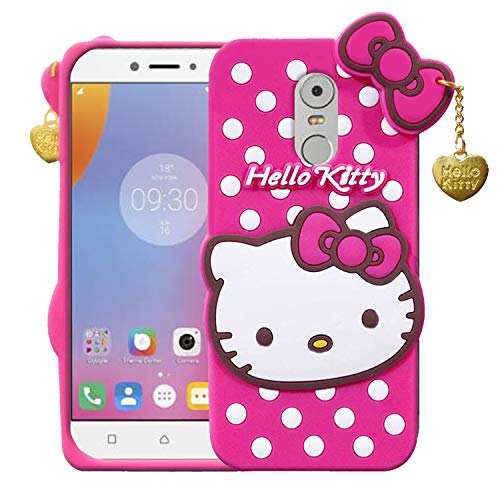 Image of Unirock Hello Kitty Back Case Cover for lenovo k6 note| 3D Cute Hello Kitty Case |Soft Silicone Rubber Back Cover with Pendant Kitty Cover for lenovo k6 note (Pink)