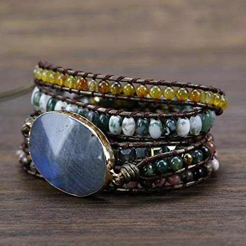 Image of Boho Wrap Bracelet for Women, Handmade Natural Imperial Jasper Multi-Layer Stone Beaded Bracelet, Bohemian Healing Crystal Stone Jewelry Gifts