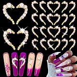 AIERSA Heart Nail Charms, Heart 3D Nail Charms, 12 Pairs Heart Nail Decals with Rhinestones for Nail