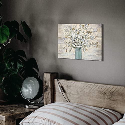 Sd Soft Dance Abstract Blooms Canvas Wall Art - Bouquet In Glass Vase Painting Print On Wrapped Canvas Small Size For Bathroom (12'' X 16'' X 1 Panel) #TOP4