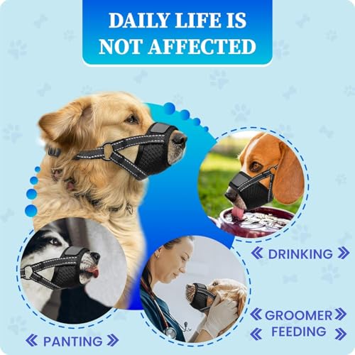 Image of Dog Muzzle Medium Sized Dogs - Soft Muzzle for Medium Sized Dog with Air Mesh | Adjustable Dogs Muzzles to Stop Biting Barking and Chewing that Allows Panting Drinking | Perfect for Small to Large
