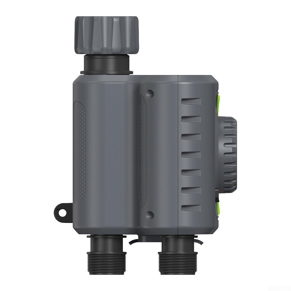 Regolatore di irrigazione automatico a 4 zone per giardino, controllo intelligente degli irrigatori Wi-Fi con regolazione meteo e telecomando app, controllo manuale, nero verde