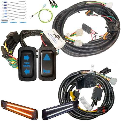 Image of Turn Signal and Horn Kit for 2025+ Polaris Ranger 1000 XP - Plug and Play Wiring Harness with Recessed Switchback Front Bumper DRL and Turn Signal Lights (Rocker Switch, With Horn)