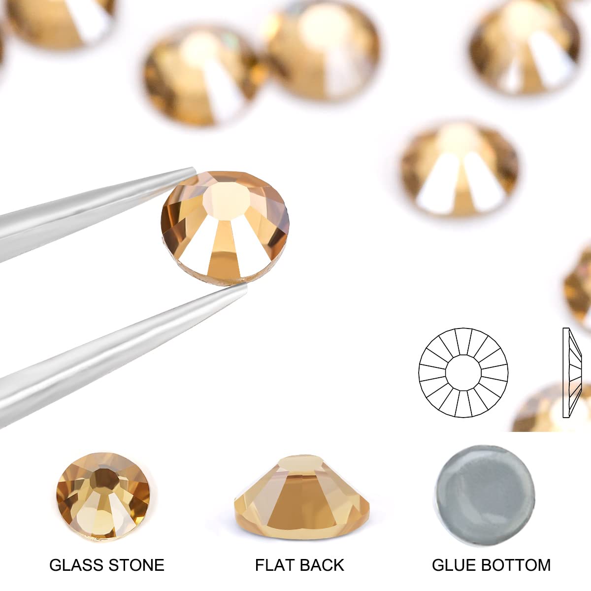 4 pcs. 18X9mm NAVETTE GOLDEN SHADOW SEW ON STAR BRIGHT FLATBACK Rhinestones