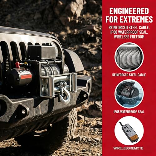 Aetherion winch eléctrico 13500 lbs 12V con cable acero 80ft miniatura 4